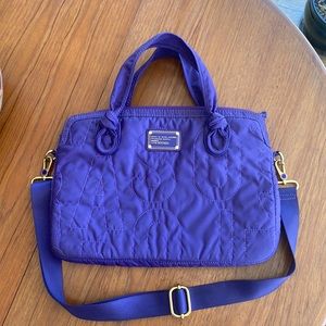 Purple embroidered Marc Jacobs laptop bag
